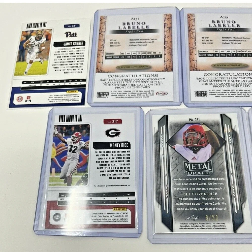 2021 Panini Leaf SAGE Football Rookie Autograph Card Lot‎ James Conner /20 NEW
